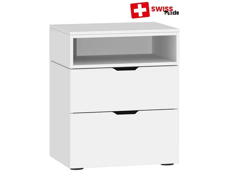Nachttisch EVOLUTION 2 Schubladen 43x45x55cm premiumweiss melamin