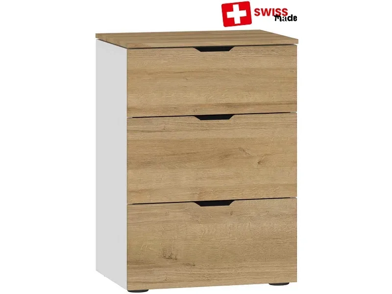 Nachttisch EVOLUTION 3 Schubladen 43x45x65cm eiche ton melamin