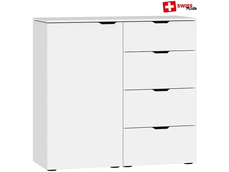 Kommode EVOLUTION 1 Tür 4 Schubladen 43x90x87cm premiumweiss melamin