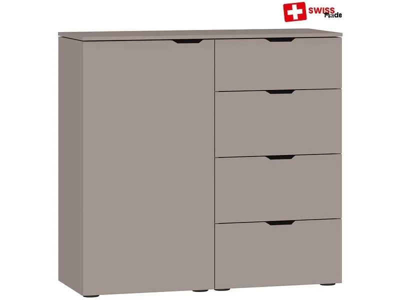 Kommode EVOLUTION 1 Tür 4 Schubladen 43x90x87cm taupe melamin