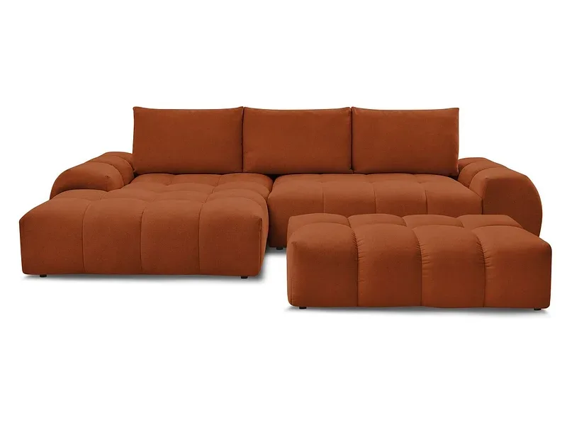 Ecksofa mit Hocker BOBOCHIC EVEREST Stoff mit Textur orange