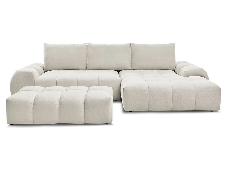 Ecksofa mit Hocker BOBOCHIC EVEREST Stoff mit Textur beige