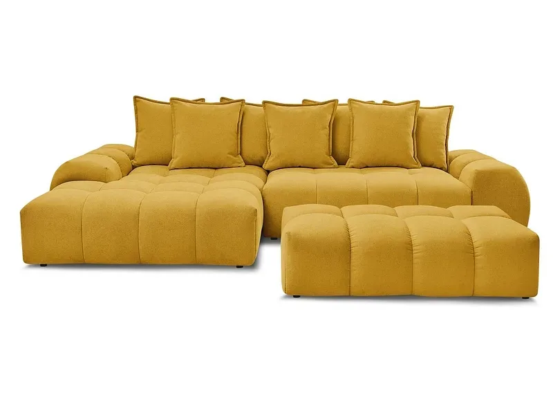 Ecksofa mit Hocker BOBOCHIC EVEREST Stoff mit Textur gelb
