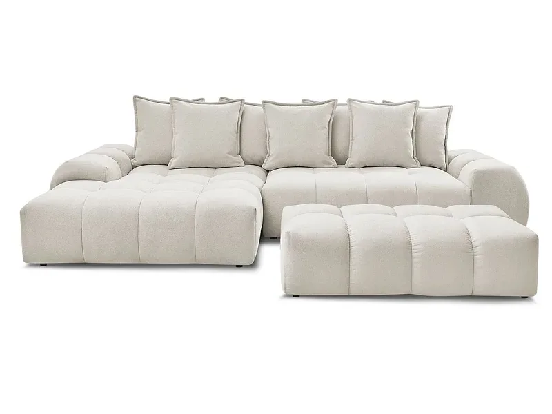 Ecksofa mit Hocker BOBOCHIC EVEREST Stoff mit Textur beige