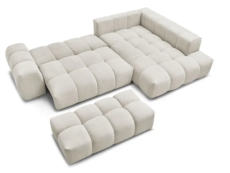 Ecksofa mit Hocker BOBOCHIC EVEREST Stoff mit Textur beige