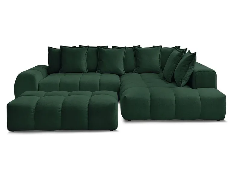Ecksofa mit Hocker BOBOCHIC EVEREST Stoff mit Textur grün