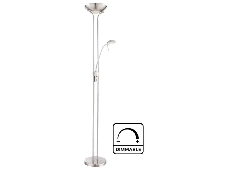 Stehlampe LED LEONAS variable Intensität 180cm 20W silberfarben
