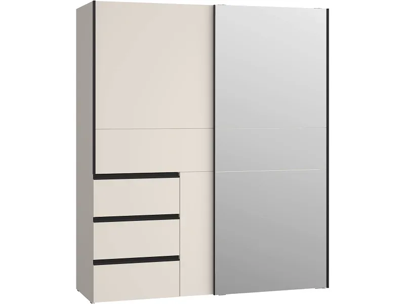 Schwebetürenschrank SUNLIGHT sand 2 Türen 3 Schubladen