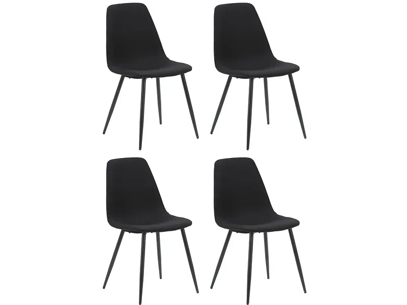 Set mit 4 Stühlen KLELIA Stoff schwarz