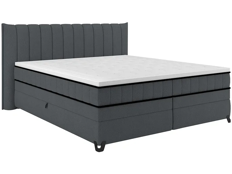 Boxspringbett CARMEN schwarz 180x200cm halbfest