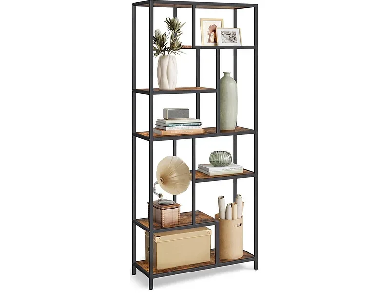 SONGMICS Regal RUSTIK 30x80x180cm spanplatte teakholz-look