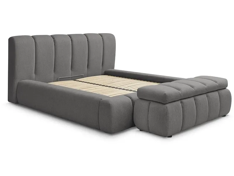 Kastenbett mit Bettkasten BOBOCHIC DENALI 160x200cm stoff dunkelgrau