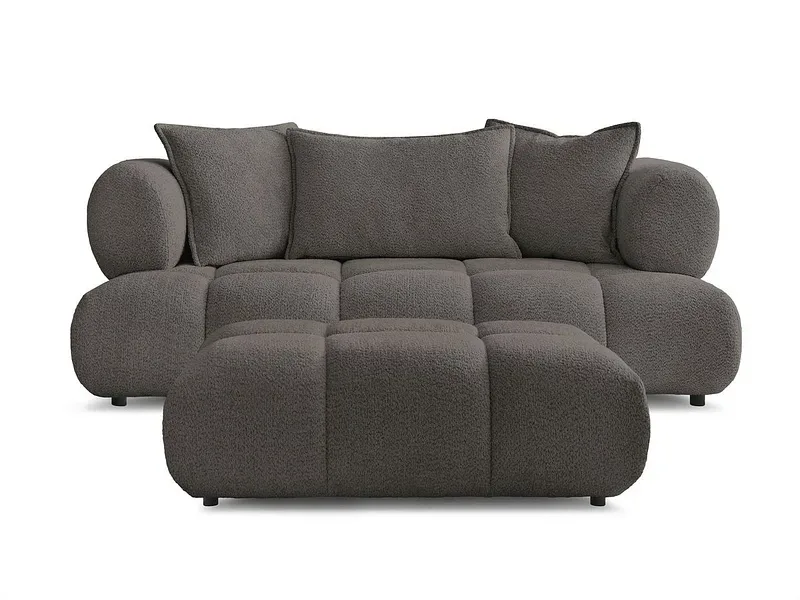 2er Sofa mit Hocker BOBOCHIC ALYA Boucle-Stoff rotbraun