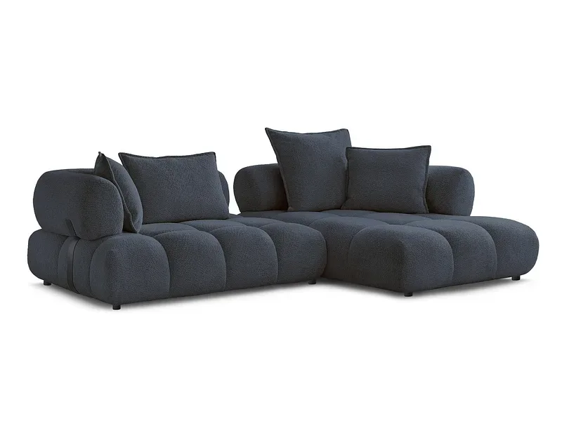 Ecksofa BOBOCHIC ALYA Boucle-Stoff dunkelblau