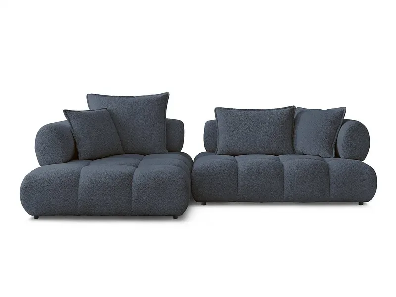 Ecksofa BOBOCHIC ALYA Boucle-Stoff dunkelblau