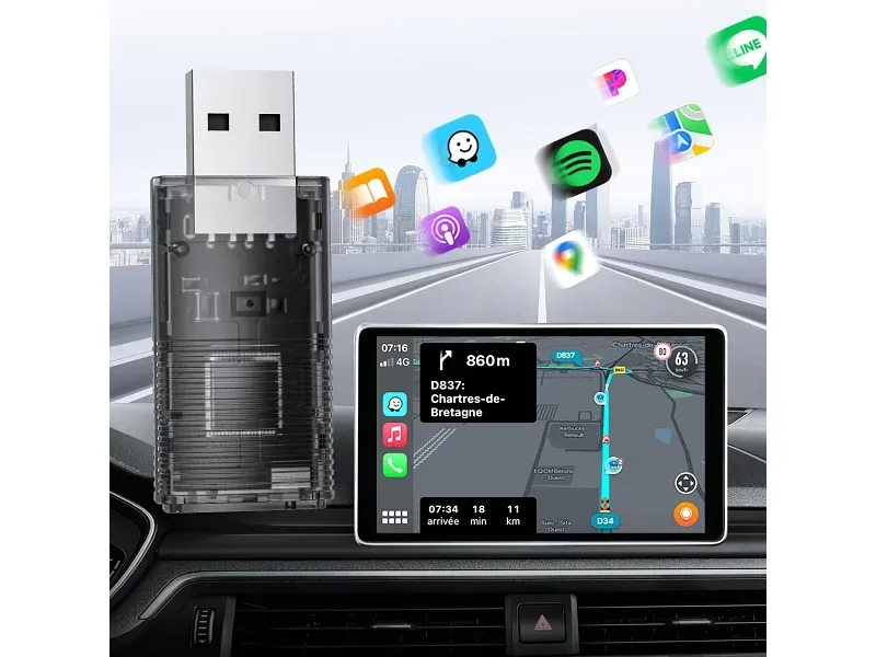 TECHNAXX USB-Adapter für CarPlay & Android anthrazitschwarz