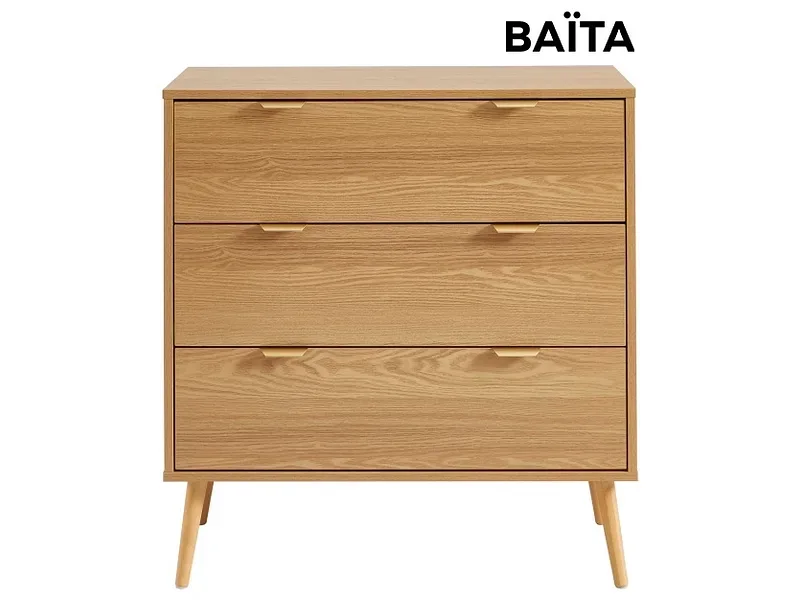 Kommode BAÏTA JEANNE 3 Schubladen 39.5x80x85cm eiche dekor