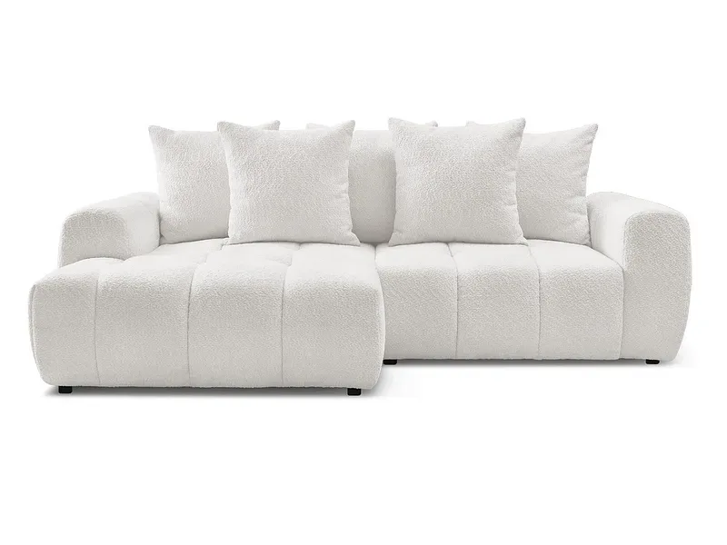 Ecksofa BOBOCHIC ROXELANE Boucle-Stoff weiss
