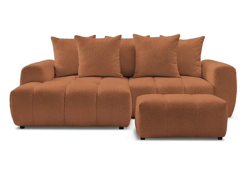 Ecksofa mit Hocker BOBOCHIC ROXELANE Boucle-Stoff orange
