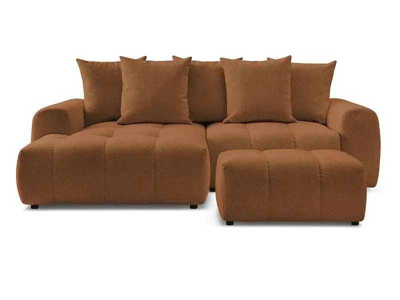 Ecksofa mit Hocker BOBOCHIC ROXELANE Stoff chiniert orange