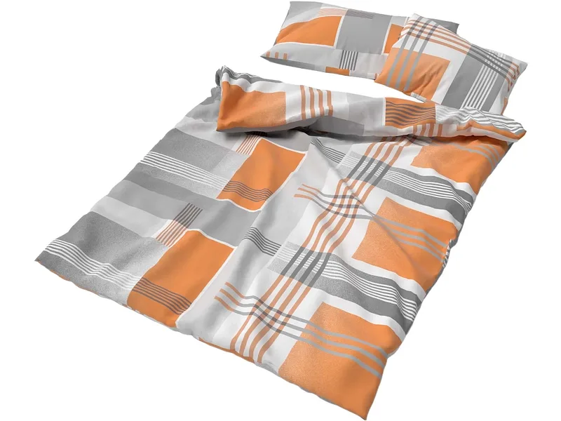Lotus Bettwaren - Lotus Bettwäsche Jersey Jeffrey orange, Jeffrey Jersey Bettwäsche Orange, 200 x 210 cm, Multicolor