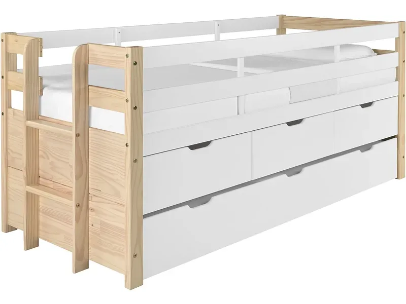 Multifunktionales Bett NIVIO 90x200cm natürliches holz