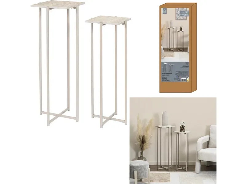 HOME DECO FACTORY 2 Beistelltische RIGA 30x30x80cm beige