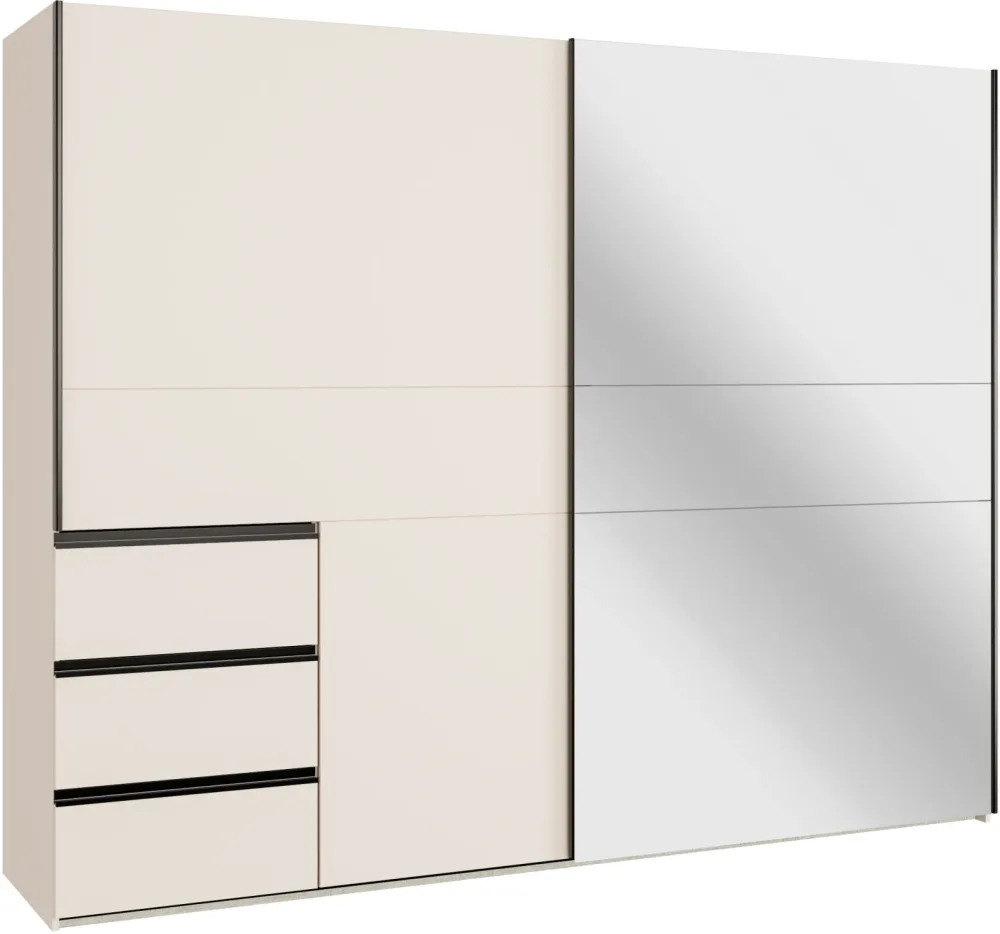 Schwebetürenschrank SUNLIGHT sand 2 Türen 3 Schubladen