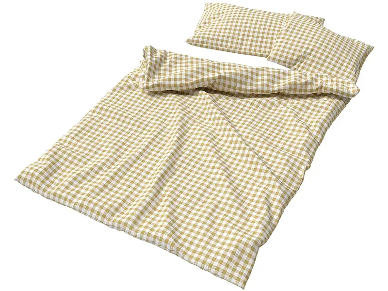 Lotus Bettwaren - Lotus Duvetbezug Renforcé Kölsch gelb, Lotus Renforcé Kölsch Gelb Gingham Duvetbezug, 200 x 210 cm