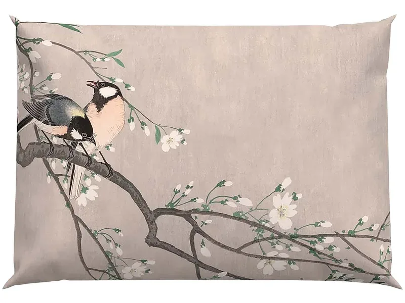 Lotus Bettwaren - Lotus Kopfkissenbezug Bambus Birds spring, Lotus Bambus Birds Spring Kopfkissenbezug, 50 x 70 cm