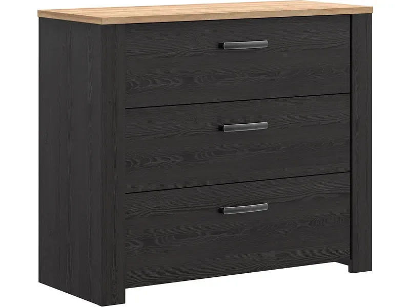 Kommode BOHOL 3 Schubladen 42x101.4x87cm schwarz dekor