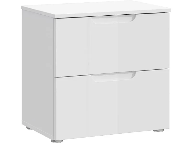 Nachttisch SIENNA 2 Schubladen 50.4x34.4x49.7cm weiss glänzend glitzernd