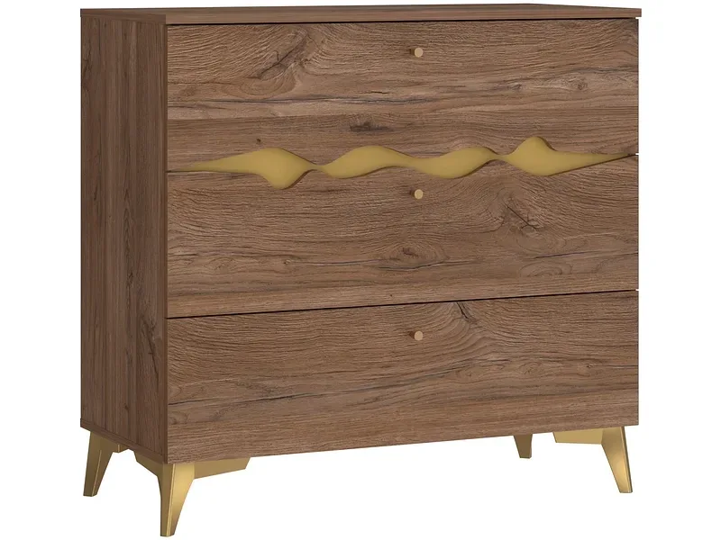 Kommode KENYATTA 3 Schubladen 41.6x90x85.8cm dunkelbraun dekor