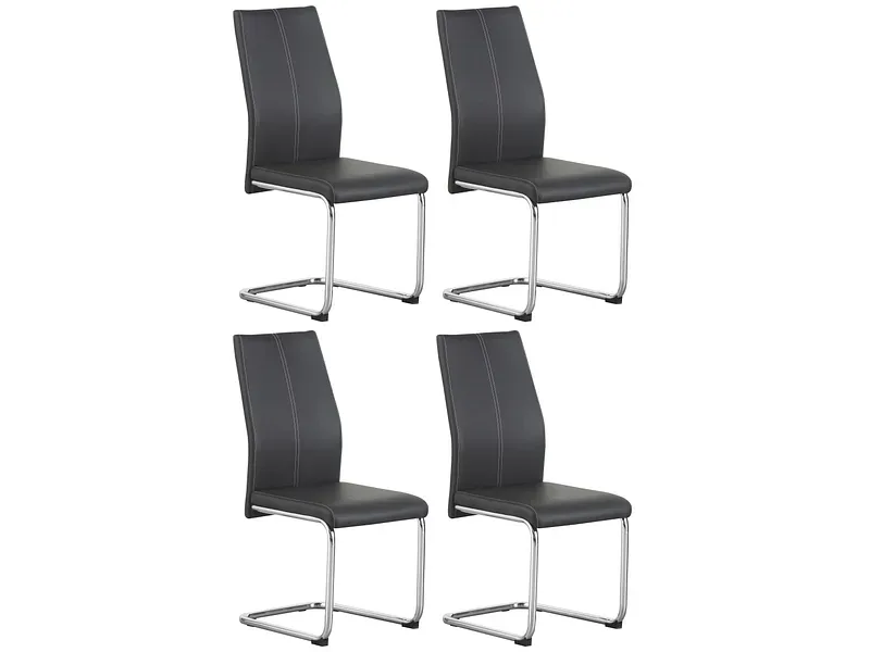 Set mit 4 Stühlen MAT Synthetisches Leder dunkelgrau