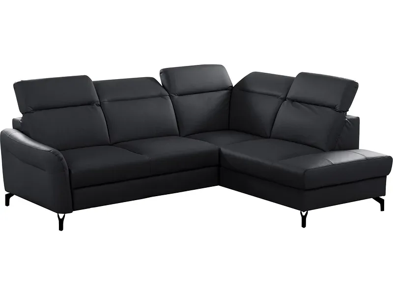 Ecksofa BASEL Echtleder / Synthetisches Leder schwarz