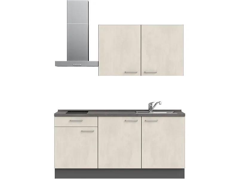 Komplette Küche MODUSET RIVA CLASSIC Weissbeton 60x180cm