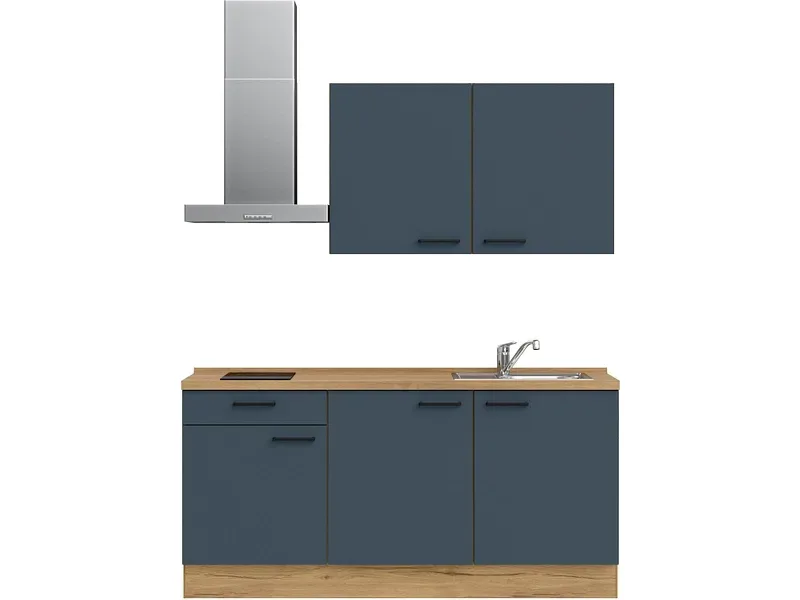 Komplette Küche mit Elektrogeräten MODUSET EASYTOUCH CLASSIC Fjordblau 60x180cm
