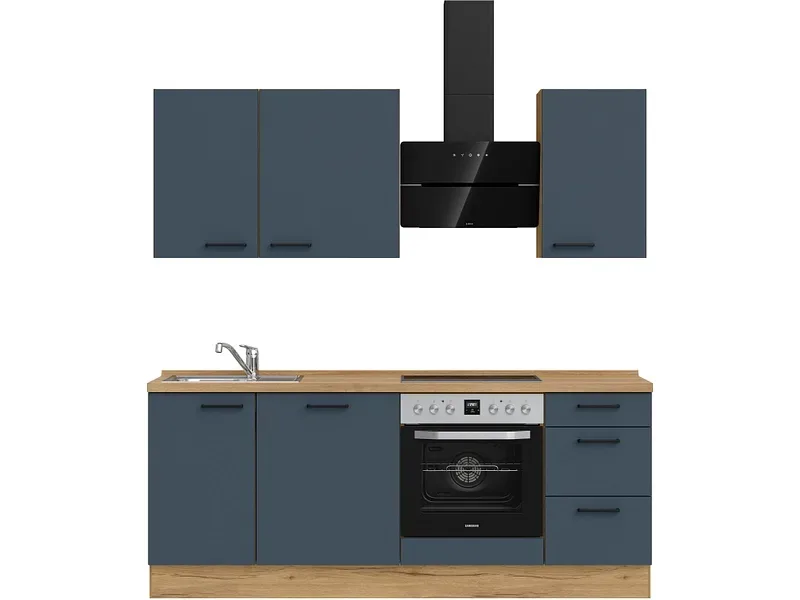 Komplette Küche MODUSET EASYTOUCH PREMIUM Fjordblau 60x210cm
