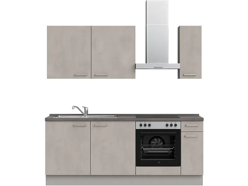 Komplette Küche MODUSET RIVA CLASSIC Beton Grau 60x210cm