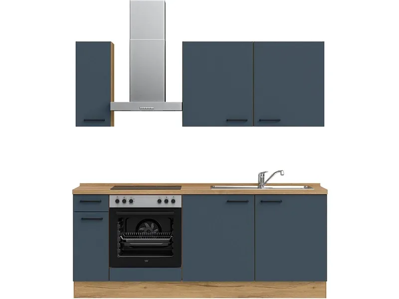 Komplette Küche mit Elektrogeräten MODUSET EASYTOUCH CLASSIC Fjordblau 60x210cm