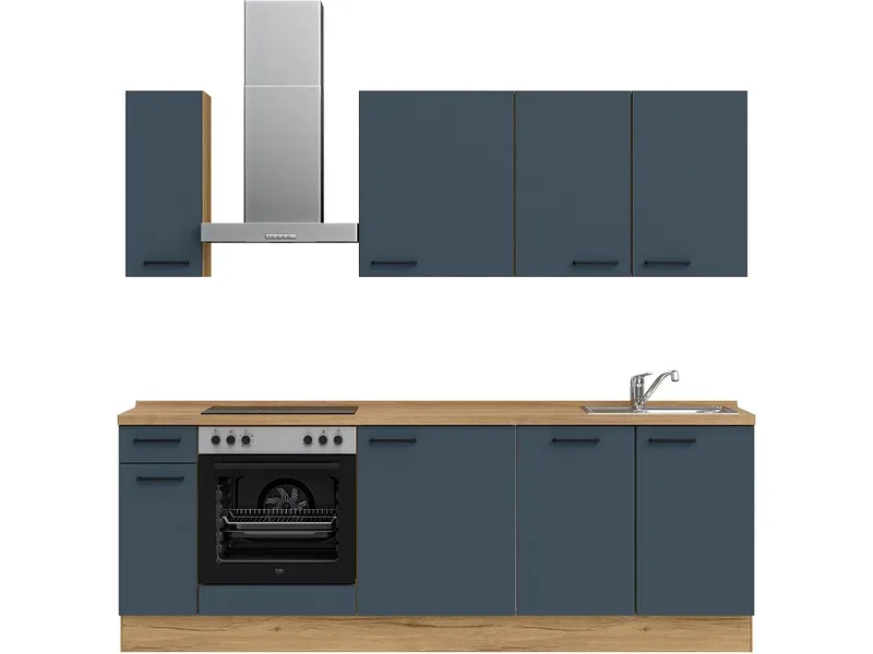 Komplette Küche MODUSET EASYTOUCH CLASSIC Fjordblau 60x240cm
