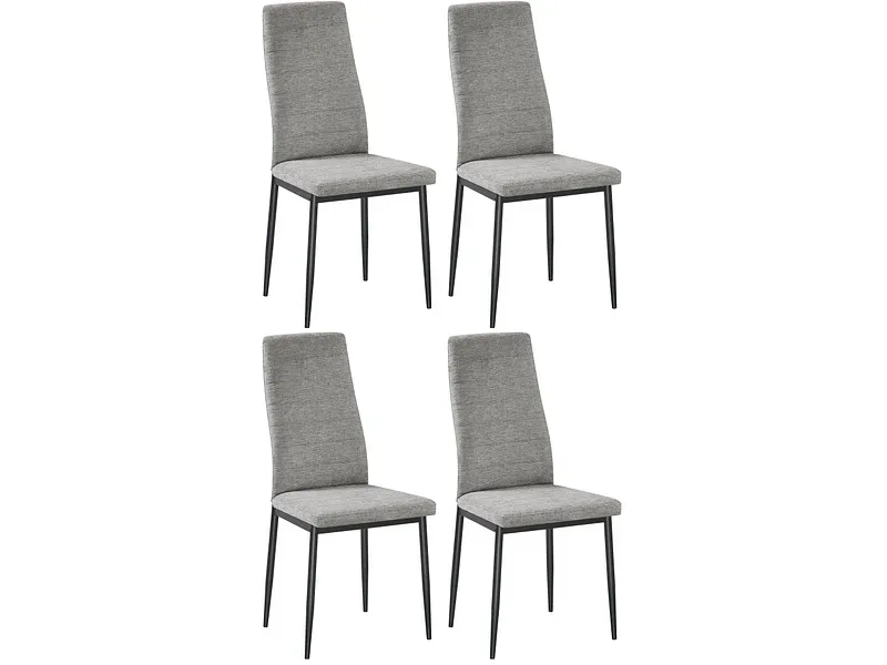 Set mit 4 Stühlen KARL Stoff hellgrau