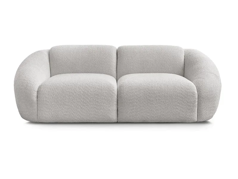 2er Sofa BOBOCHIC TINA Boucle-Stoff hellgrau