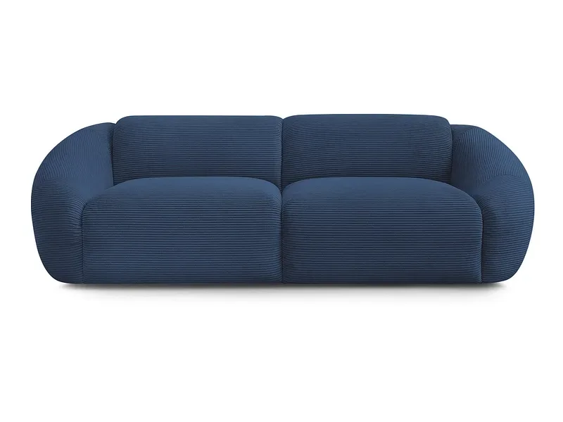 3er Sofa BOBOCHIC TINA Cord-Stoff dunkelblau