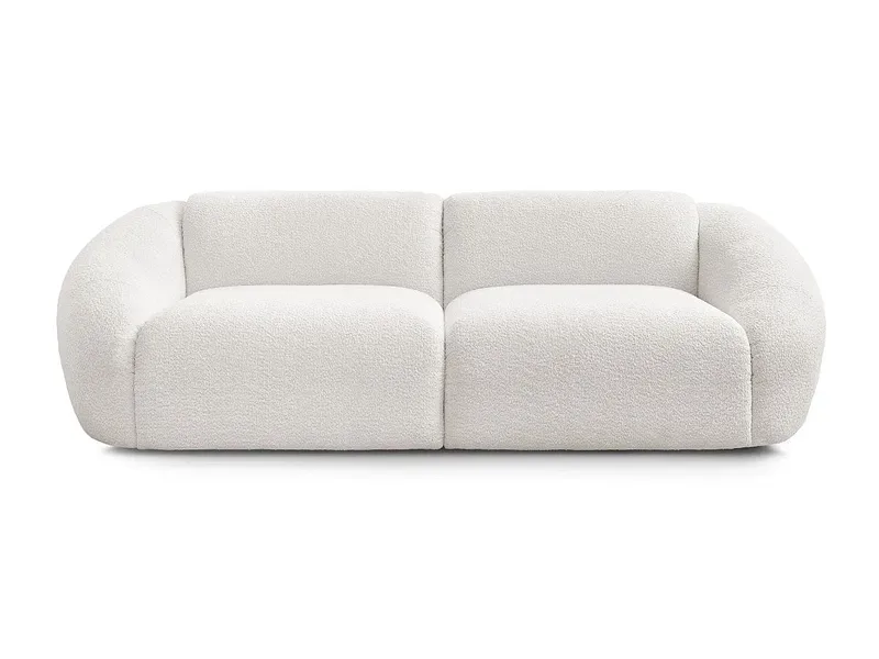 3er Sofa BOBOCHIC TINA Boucle-Stoff weiss