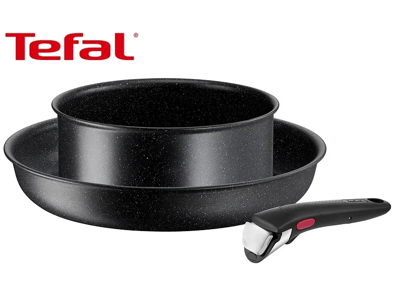 Kochset INGENIO BLACK STONE TEFAL 3 Stück aluminium Schwarz