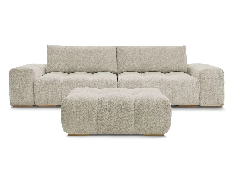 3er Sofa mit Hocker BOBOCHIC ANAKIN Boucle-Stoff beige