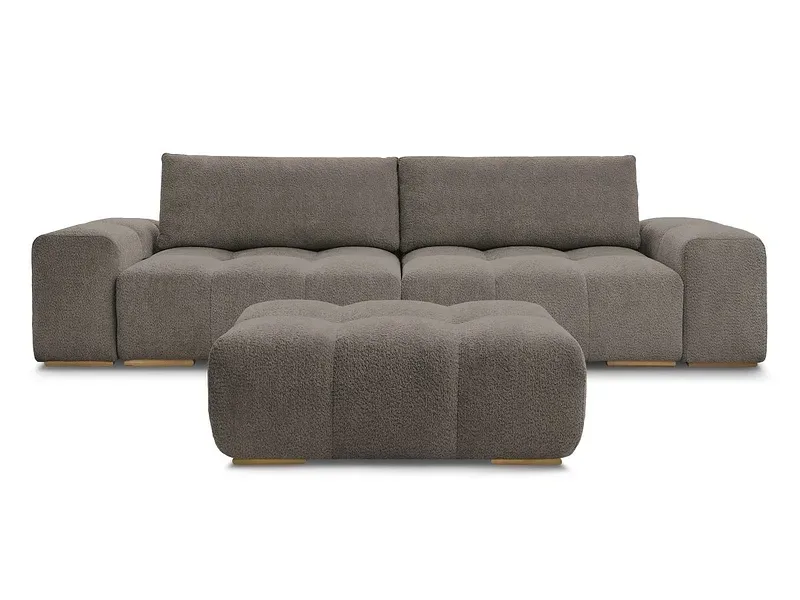 3er Sofa mit Hocker BOBOCHIC ANAKIN Boucle-Stoff rotbraun