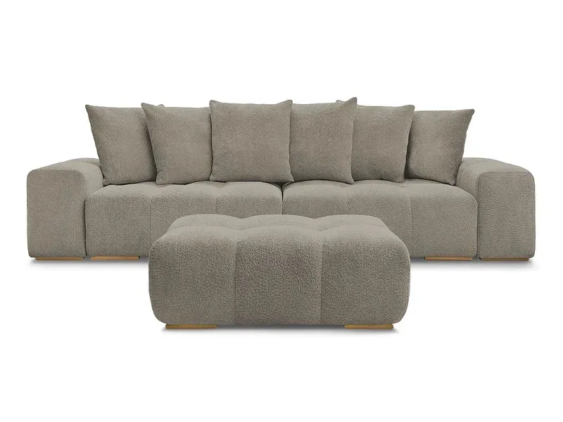 3er Sofa mit Hocker BOBOCHIC ANAKIN Boucle-Stoff taupe