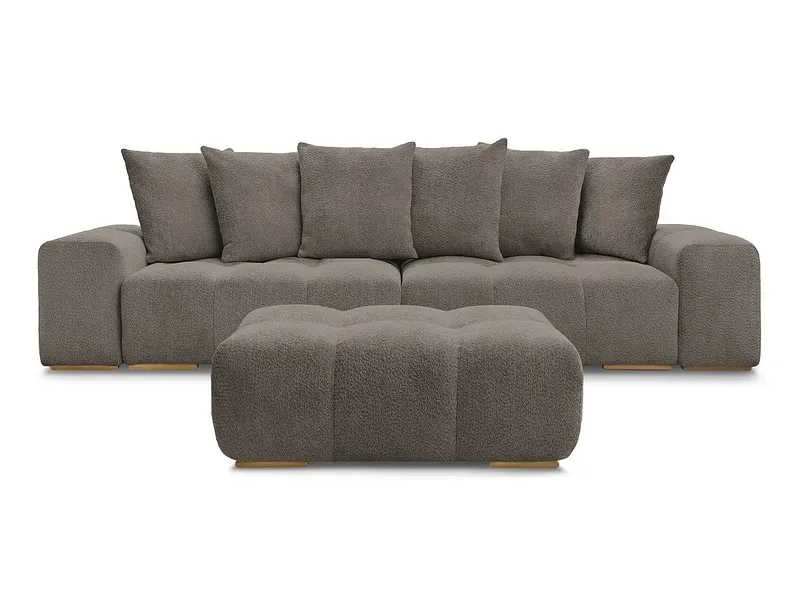 3er Sofa mit Hocker BOBOCHIC ANAKIN Boucle-Stoff rotbraun
